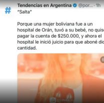 Salta es noticia en todo el país y tendencia en Twitter por una extranjera que no pagó la salud pública