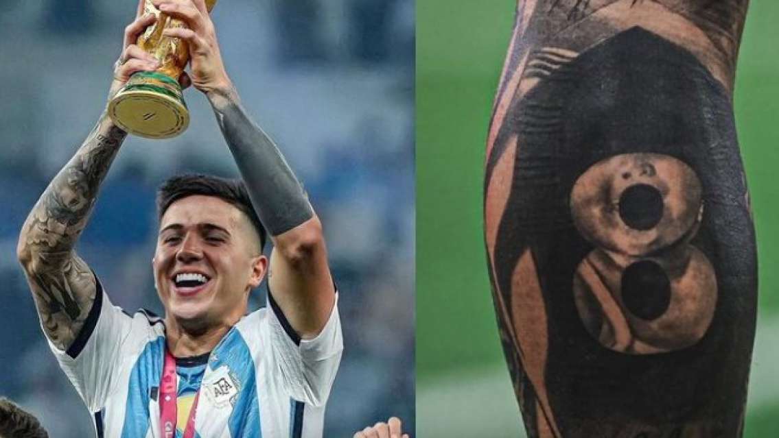 En las redes acusan a Enzo Fernández de taparse el tatuaje del hijo