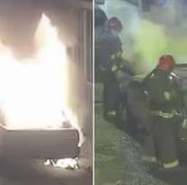 Se puso a prender fuego todos los autos estacionados y no vio que lo grababan