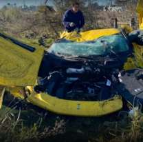 Una ferrari amarilla se despistó y terminó chocando en plena ruta